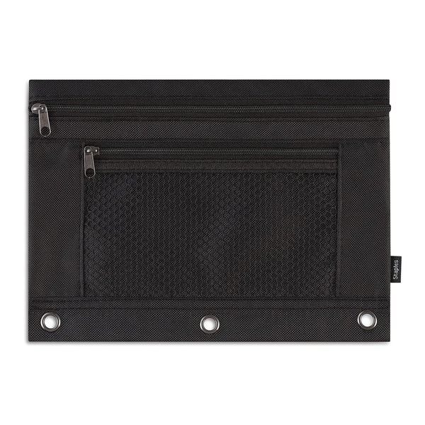 Staples 3-Ring Pencil Pouch, Black