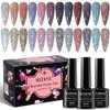 MIZHSE Reflective Glitter Gel Nail Polish Set 12 Pcs, Colorful Sparkly Diamond Soak Off UV LED Gel Polish Home Manicure Nail Art Salon 7 ml