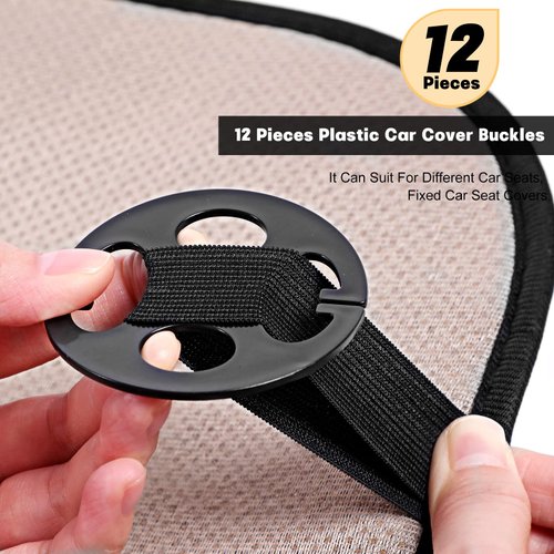 24 Pieces Car Seat Cover Plum Plate Metal Hook,12 Pcs Plastic Car Seat Covers Chucks,12 Pcs Metal Hooks Locking Clip Plastic Card Fixed Fastener Buckle for Car Seat Replacements Accessories(Black)