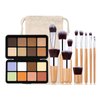 FantasyDay 16 Colors Cream Contour Face Concealer Palette, Full Coverage Concealer, Long Lasting, Hydrating, Corrects Dark Circle, Acne Blemish, 11 Brushes