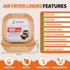 PABUES Air Fryer Paper Liners 7.9inch, 150PCS Non-Stick Parchment Paper,Oil Resistant,Disposable Food Grade Free of Bleach Paper Square for 5-8 QT Air Fryer Baking Roasting Microwave