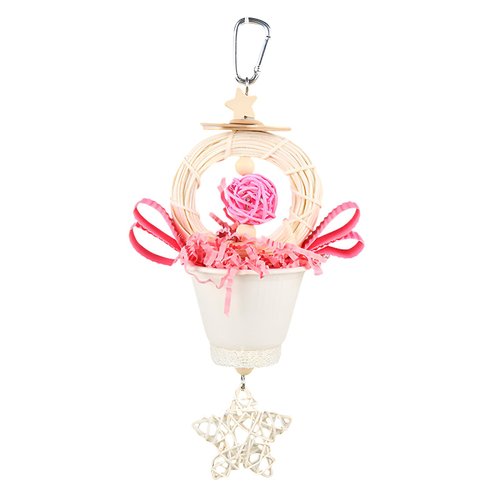 LJJDMI Bird Toys Foraging Shredder Hanging Toys with Parakeet Toy Parrot Toys Bird Cage Accessories for Conure Cockatiel Budgies Lovebird, Pink