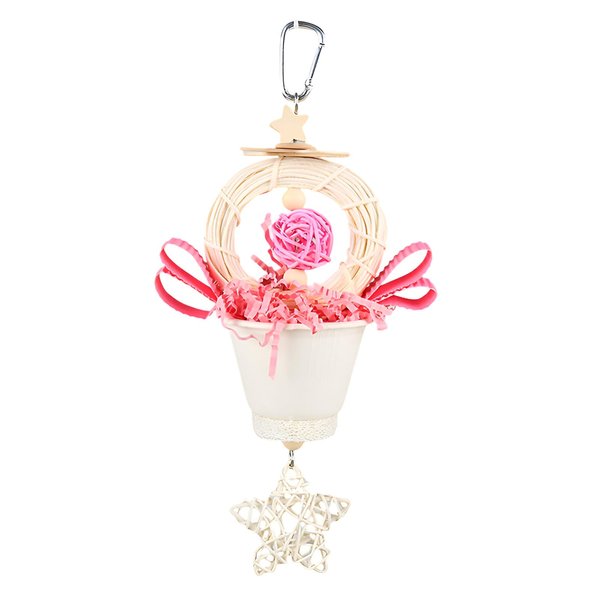 LJJDMI Bird Toys Foraging Shredder Hanging Toys with Parakeet Toy Parrot Toys Bird Cage Accessories for Conure Cockatiel Budgies Lovebird, Pink