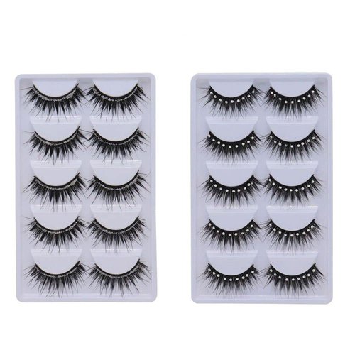 10 Pairs Soft False Eyelashes, Natural 3D Fake Eye Lashes with Shiny Rhinestones Makeup Party Extension Eyelashes Handmade Fake Lashes Volume Eyelash