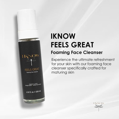 IKNOW FEELS GREAT Foaming Face Cleanser, Gentle Facial Cleanser for Deep Cleansing, Refreshing Skin Care, and Daily Face Wash, Hydrating and Moisturizing Face Wash (6.76 OZ)