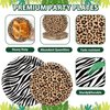 Justforjoyful 96Pcs Jungle Birthday Party Plates and Napkins Safari Animals Party Decorations Disposable Jungle Theme Tableware Dinnerware Set for Wild Animal Safari Zoo Birthday Party Favors Supplies