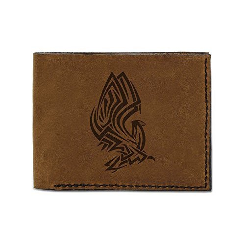 VietsWay Men's Tribal Eagle -1 Handmade Natural Genuine Leather Trifold Wallet MHLT_05