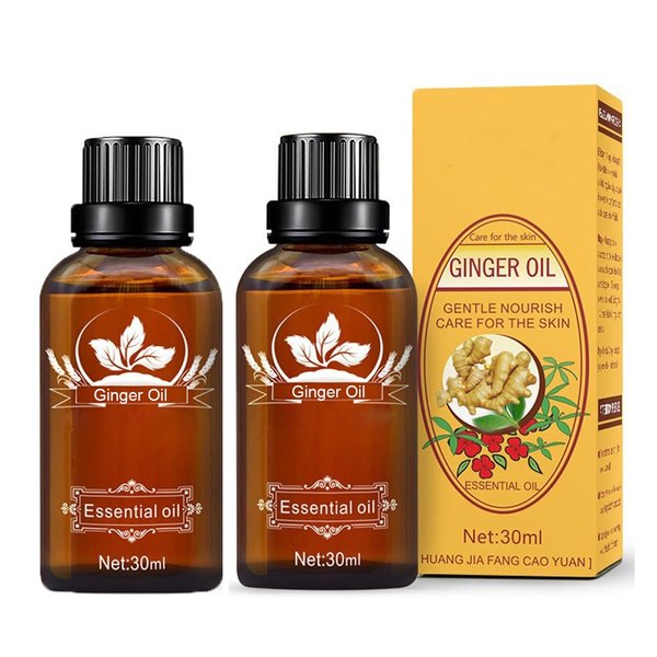 2 Pack Ginger Oil for Lymphatic Drainage, Vamotto Ginger Essential Oil for Swelling and Pain Skin Body Massage, Ginger Massage Oil Essential, SPA Ginger Essential Oils, Ginger Body Oil 30ML/Bottle