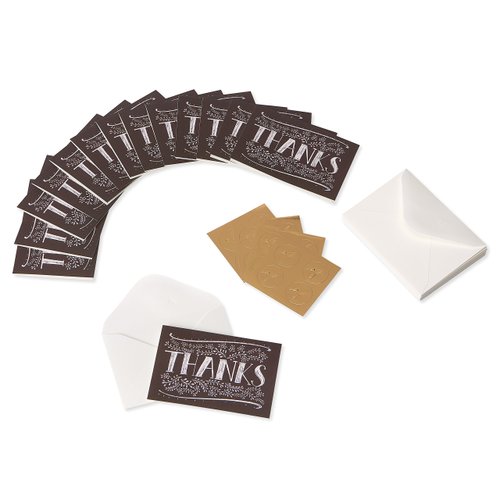 Papyrus Thank You Cards with Envelopes, Floral Chalkboard (14-Count)