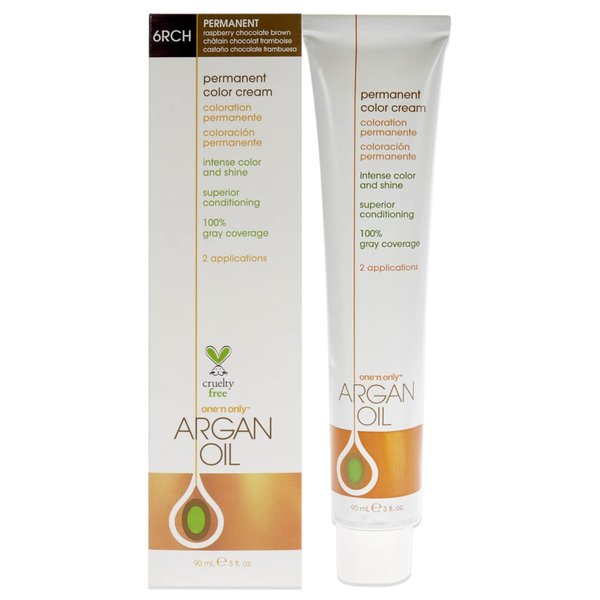 One N' Only Permanent Hair Color - Permanent Hair Dye Made with Argan Oil - Delivers Rich, Accurate Tones with Gray Coverage - Improves Moisture & Elasticity - 6RCH Raspberry Chocolate Brown (3 oz)
