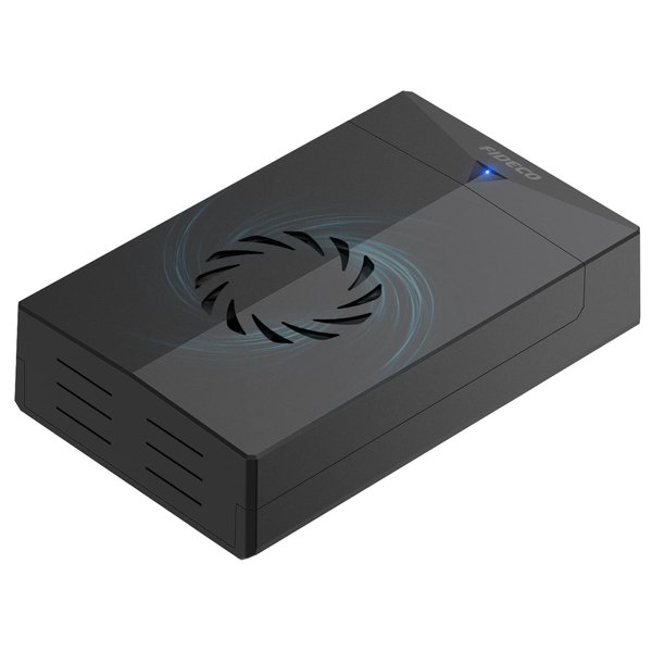 FIDECO External Hard Drive Enclosure, USB 3.0 to SATA Hard Drive Enclosure for 3.5 or 2.5 inch SATA HDD SSD with Cooling Fan, 12V Power Adapter Included, Support UASP