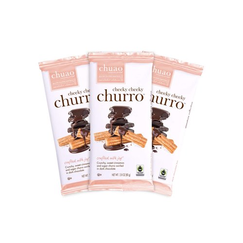 Chuao Chocolatier Cheeky Cheeky Churro Dark Chocolate Bars | Gourmet Cinnamon Artisan No Preservatives | For Gift Baskets, Christmas, Valentines Day, Gifts for Women, Men, Birthday, Thank You, Care Package | 3 Pack