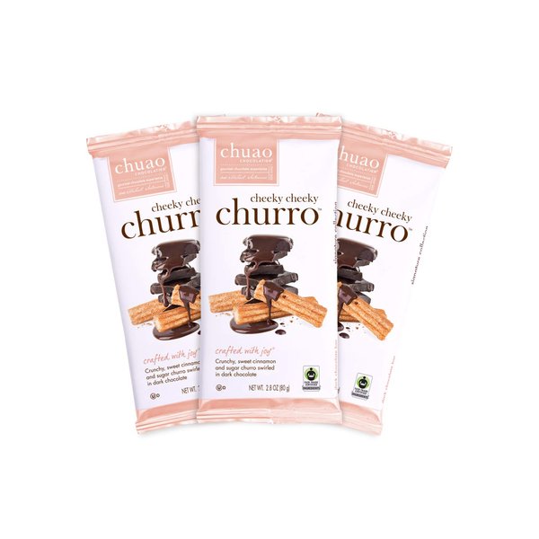 Chuao Chocolatier Cheeky Cheeky Churro Dark Chocolate Bars | Gourmet Cinnamon Artisan No Preservatives | For Gift Baskets, Christmas, Valentines Day, Gifts for Women, Men, Birthday, Thank You, Care Package | 3 Pack