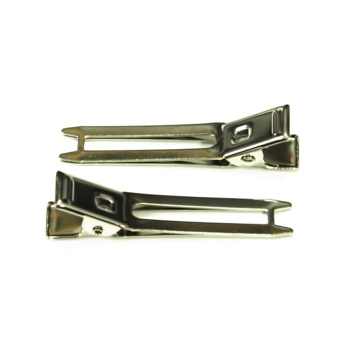 ALL in ONE Double Prong Pin Curl Setting Section Hair Clips Metal Alligator Clips for DIY Craft (Silver - 100pcs)