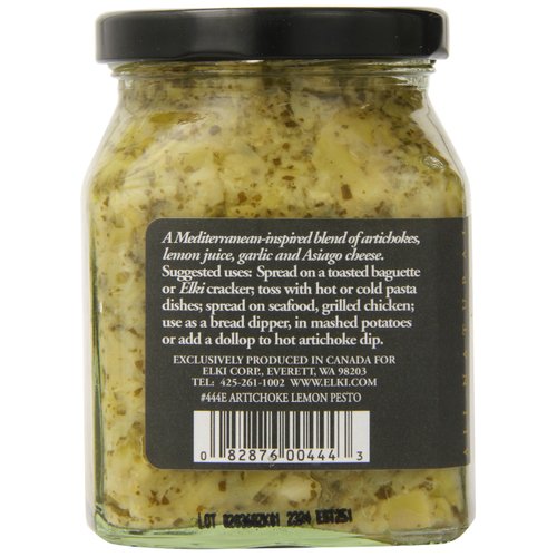 World Market Elki's Gourmet Artichoke Lemon Pesto Sauce - Creamy Spreads for Pasta, Baked Chicken, Fish and Crackers - Made from Fresh and Natural Ingredients - Mediterranean Inspired - 10 Ounce
