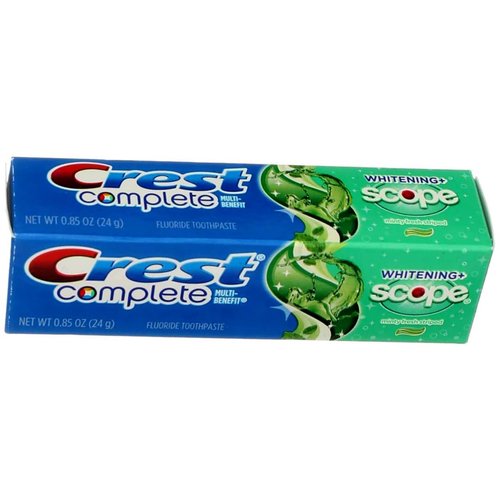 Crest Complete Multi-Benefit Fluoride Toothpaste, Whitening Plus Scope, Minty Fresh 0.85 oz (Pack of 3)