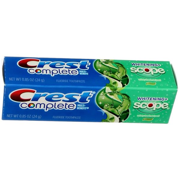 Crest Complete Multi-Benefit Fluoride Toothpaste, Whitening Plus Scope, Minty Fresh 0.85 oz (Pack of 3)