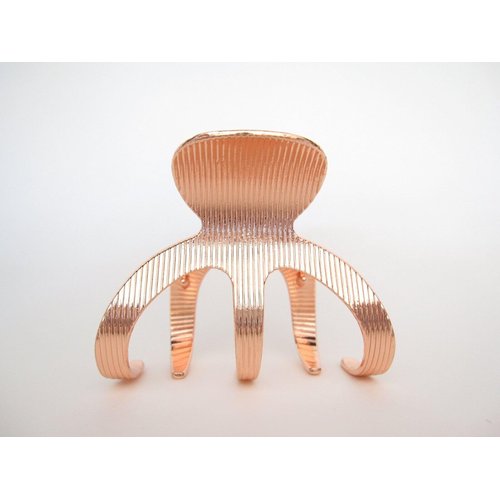Medium rose gold tone textured metal hair claw clip