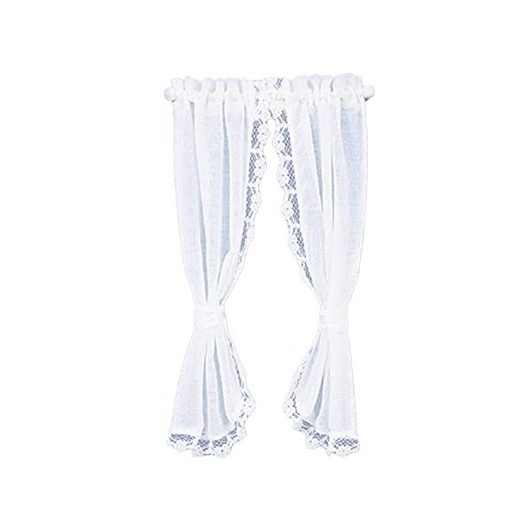 Melody Jane Dollhouse White Sheer Curtains on Rail Miniature 1:12 Scale Window Accessory