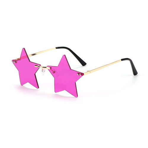 Rimless Star Shape Sunglasses Trendy Sun Glasses for Women Men Party Glasses Pentagram Eyewears(One Size,purple)