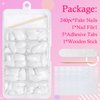 AddFavor Oval Press on Nails Short Fake Nails, 240pcs White Nails Press on Almond False Nail Full Cover Acrylic Nail for Women and Girls