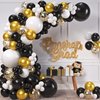 CANREVEL 50pcs 12 Inches Black Gold Confetti Balloons Kit, Metallic Gold and Black White Party Balloons with Ribbons for Birthday, Baby Shower, Graduation, New Year Decorations