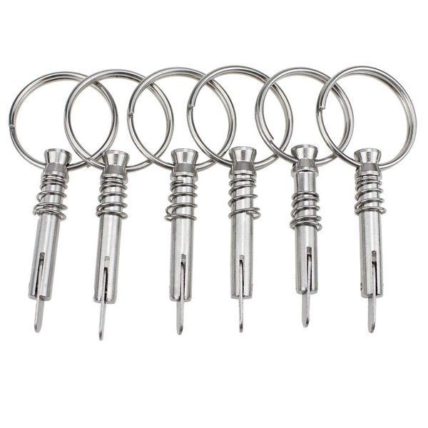 Hysagtek 6 Pcs Bimini Pins 1/4" Diameter Bimini Top Hardware, Quick Release Pin Boat Canopy Pins for Boat Canopy Marine Hardware, 316 Stainless Steel with Pull Ring