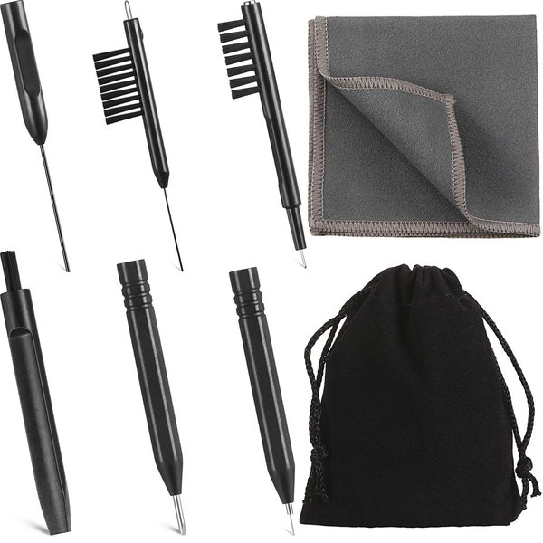 7 Pieces Hearing Aid Cleaning Tools Hearing Aid Amplifier Cleaning Brush and Magnet, Hear Aid Cleaning Kit with Velvet Bag