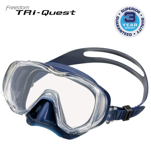 TUSA M-3001 Freedom Tri-Quest Scuba Diving Mask, Indigo Skirt/Indigo Frame