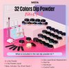 MEFA Dip Powder Nail Kit Pink Blue Purple White Black Red 32 Multi-Colors Dipping Powder with Base Top Coat Activator Brush Saver Liquid Set, Classic All Seasons Tones French Nail Art Manicure Salon