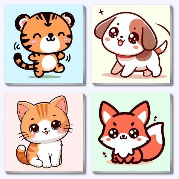 4 Pack Paint by Number Kits for Adults,Animals Painting by Numbers for Adults Framed, DIY Animal Oil Painting Suitable for Home Decoration (8x8inch)