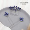 Yean Baroque Bridal Hair Pins Silver Rhinestones Wedding Hair Comb Something Blue Hair Piece for Women and Girls(3 Pcs) (Silver)