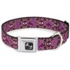 Buckle-Down Seatbelt Buckle Dog Collar - Cute Skulls w/Paisley Purple/Pink/Green - 1" Wide - Fits 11-17" Neck - Medium