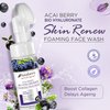 Acai Berry Foaming Face Wash Daily Facial Cleanser | Hyaluronic Acid, Silicon Exfoliating Scrub Brush | Anti Aging, Hydrating, Acne, Dark Spot Control for Sensitive Dry Oily Skin
