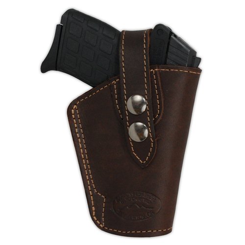 Barsony Brown Leather Belt Clip Holster for Bersa Thunder 380 32 left