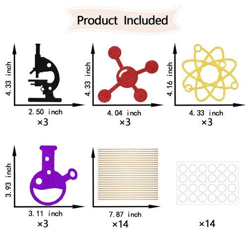 12 Pcs Science Party Centerpiece Sticks, Chemistry Theme Birthday Party Decorations, Mad Science Laboratory Baby Shower Party Decoration Supplies Blue Black Red