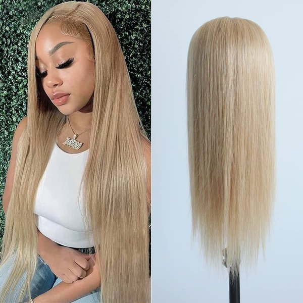 Aprilhair Pre-plucked #27 Honey Blonde 13X4 Lace Front Wigs Straight Glueless 150% Density Brazilian Virgin Human Hair (27 Frontal Wig, 12 INCH)