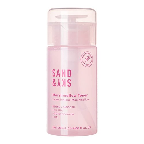 Sand & Sky Marshmallow Toner | Hydrating, Exfoliating Facial Toner to Brighten Skin | Pore Tightening, Minimizing Redness | Niacinamide, AHA, BHA, Hyaluronic Acid for Smooth and Soft Skin