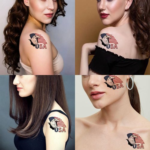 Dopetattoo 6 Sheets Temporary Tattoos Eagle America Usa Flag tattoo Temporary tattoo Neck