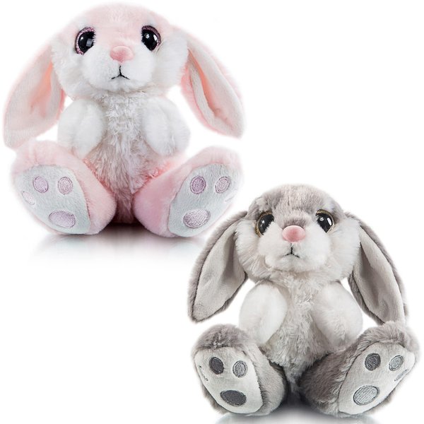 My OLi Easter Bunny Rabbit Stuffed Animal Plush 7" Easter Stuffed Bunny Plush with Floppy Ear 2 Pack Plush Rabbit Bedtime Friend Plush Toy Gifts for Girls Boys Kids, Gray & Pink
