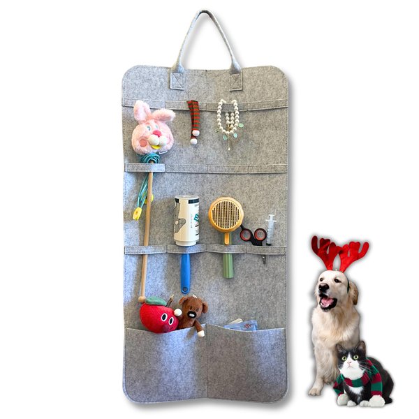 MILUDEIBONG Cat Feather Toy Storage Hanging Bag, Cat Teaser Wand Holder, Durable Pet Toy Storage Bag, Cat Toy Storage Organizer, Pet Toy Storage Sack - Keep Your Furry Friend's Toys Neat and Tidy