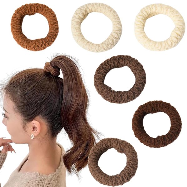 Rainbow Hair Ties Elastic Seamless Hair Rubber Bands Thickening Ponytail Holders for Thick Long Hair Elastics for Girls Soft Hair Elastic Bands (Multicolor, 6 PCS with Box)