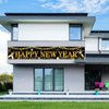 Happy New Year Banner, 2025 New Year Eve Party Decorations, Black Gold New Years Background Banner 2025 for New Years Eve Party Supplies, Cheers to Happy New Year Banner Outdoor 2025 NYE Decoration