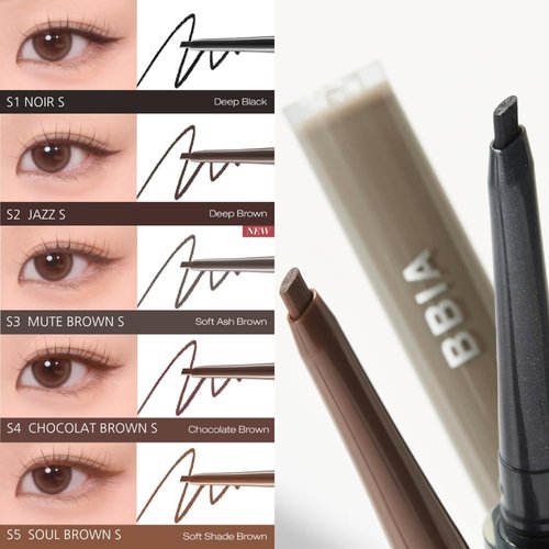 BBIA Last Auto Gel Eyeliner SLIM 5 Colors – Ultra-Fine Waterproof Mechanical Gel Eye Liner Pencil Smudge-Proof Easy Drawing Smooth Gliding Texture Vegan Korean Eye Makeup (S3 MUTE BROWN SLIM R)