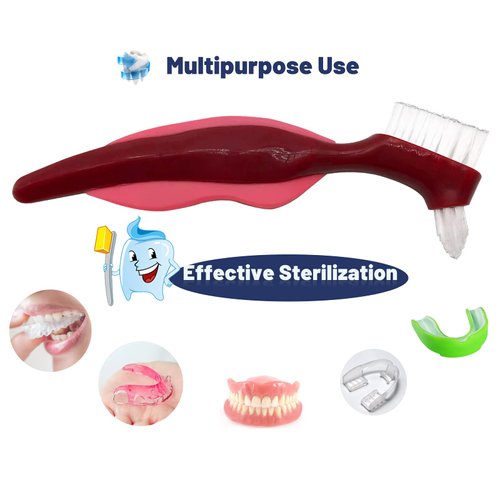 Premium Hard Denture Brush Toothbrush, Cleaning Brush, Multi-Layered Bristles & Portable Denture Double Sided Brush, Denture Care(Pack of 3)
