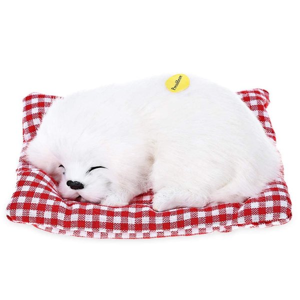 Simulation Lovely Dog That Make Sounds Doll Cute Sleeping Plush Dog Puppy on Mat Stuffed Decorations Furnishing Article and Craft,1Pcs Sleeping Dog with A Mat