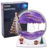 Moving Sand Art Lamp Round Glass Flowing Sand Frame, Sand Art Liquid Motion and 3D Deep Sea Moving Sandscapes, Office Home Decor, for Christmas(7", Purple with Light)