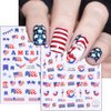 8Pcs 4th of July Nail Stickers USA Statue of Liberty Flag Star Fireworks Bow Nail Design Decals Patriotic Star Nail Art Stickers 3D Independence Day Nail Decals for Memorial Day DIY Nail Decoration