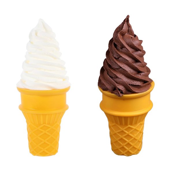 DOITOOL Pretend Play Food 2pcs Ice Cream Artificial Ice Cream Model Realistic Dessert Pretend Play for Photography Booth Prop Foods Display Decoration Faux Dessert (White Coffee)