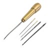 Fbshicung 5pcs Needle Copper Handle Sewing Awl Hand Stitcher Shoe Repair Tool for Repairing Shoe,Bag Canvas Leather Sewing Tool Kit